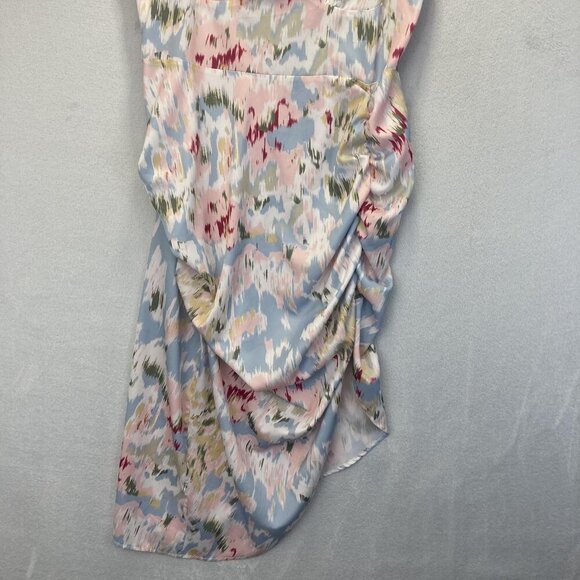 Cider Asymmetrical Ruched Maxi Dress Womens 2X Pastel Abstract Lightweight - Picture 3 of 10